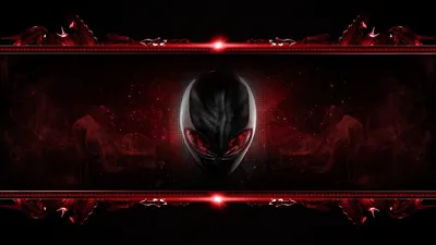 Голова инопланетянина с красными глазами. Alienware/ - обои на рабочий стол картинки