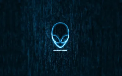 Логотип инопланетянина alienware с синим свечением - обои на рабочий стол картинки