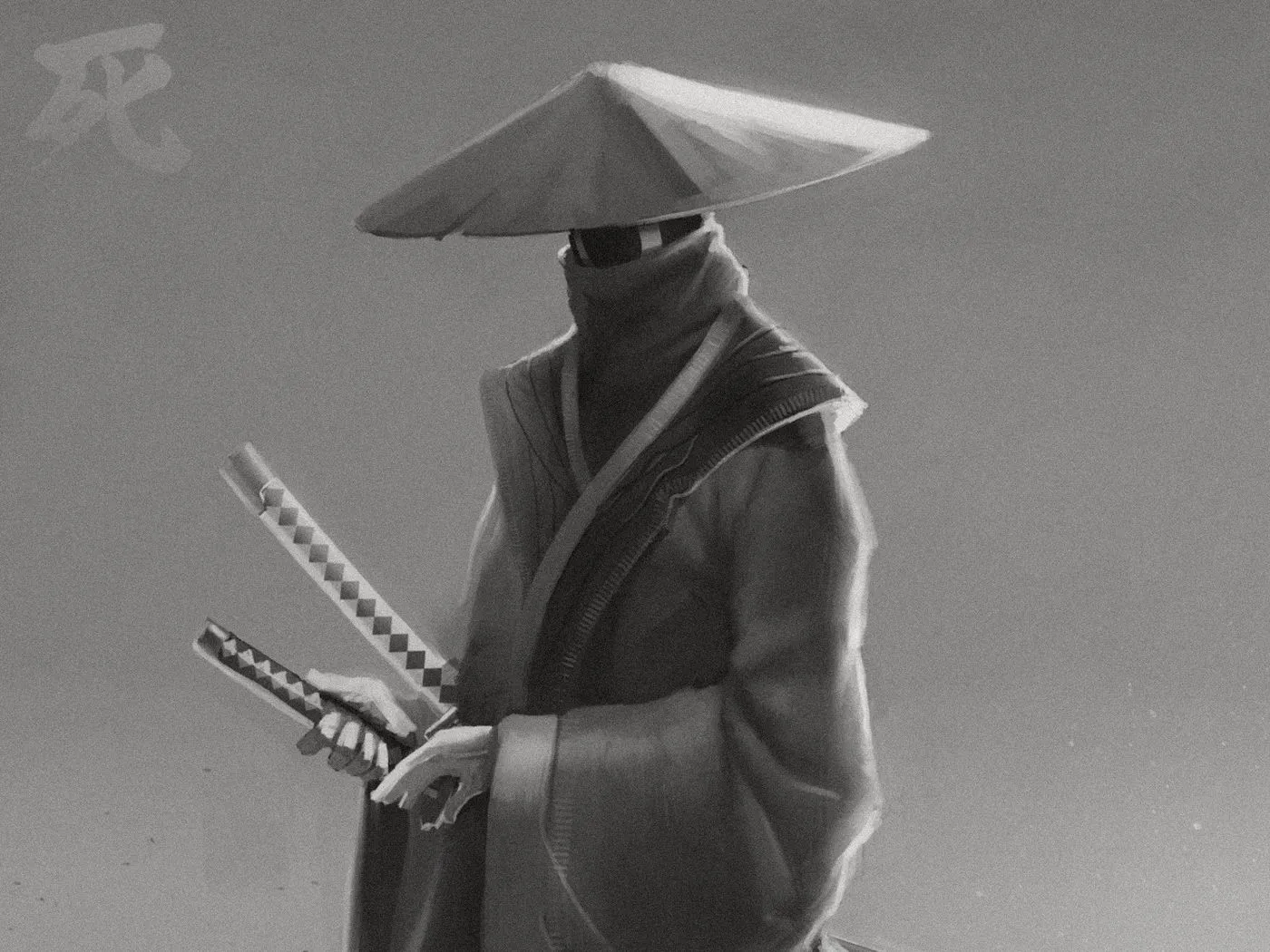 Black and white samurai wallpaper engine