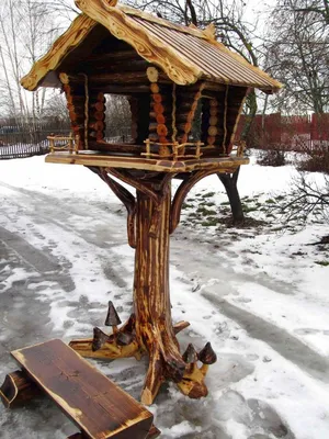 Кормушка декоративная - Bird house wood carving | Кормушка для птиц,  Скворечник, Самодельные кормушки картинки