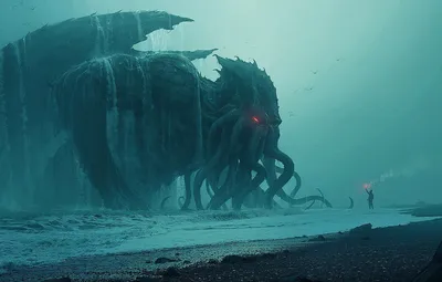 Обои Ктулху, Cthulhu, sea, behemoth, tide, Andree Wallin картинки на  рабочий стол, раздел фантастика - скачать картинки