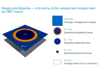 Борцовский ковер 8х8 м (с матами НПЭ 40мм) (id 63248496) картинки