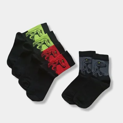 ᐉ Носки подростковые TwinSocks с принтом тиранозавра р. 24-26 Черный/Серый  (417) картинки