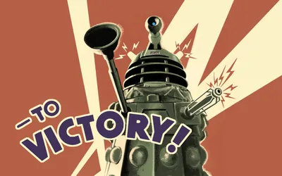 Два далека из сериала BBC. Red Mark Three Dalek рядом с новой серией Dalek в цветовой гамме металлик-бронза. Фото со стока - Alamy картинки