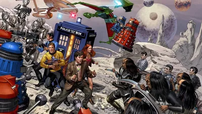 Star Trek Doctor Who Crossover Spock Amy Pond The Doctor Cybermen Daleks TARDiS USS Enterprise Space Обои - Разрешение: 1920x1080 - ID: 426338 - wallha.com картинки