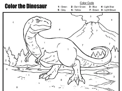 Раскраски Раскраска Раскрась динозавра по номерам динозавр, скачать  распечатать раскраски. картинки