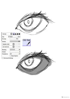 Еще один способ рисования глаз в Paint tool SAI картинки