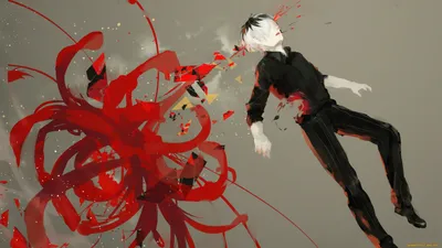 Скачать обои аниме, tokyo, ghoul, цветок, парень, sasaki, haise, токийский,  гуль, tokyo, kushu, ghoul, арт из раздела Аниме, в разрешении 1920x1080 картинки