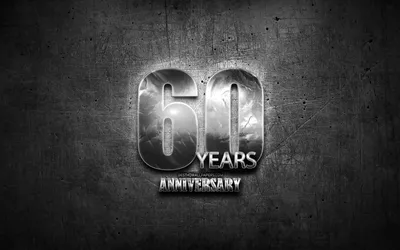 Скачать обои 60 Years Anniversary, silver signs, creative, anniversary  concepts, 60th anniversary, gray metal background, Silver 60th anniversary  sign для монитора с разрешением 2880x1800. Картинки на рабочий стол картинки