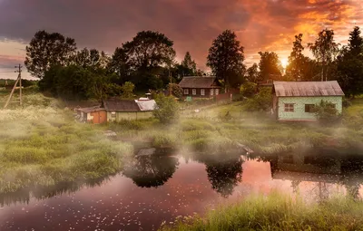 Обои лето, утро, деревня, Morning in the village картинки на рабочий стол,  раздел природа - скачать картинки