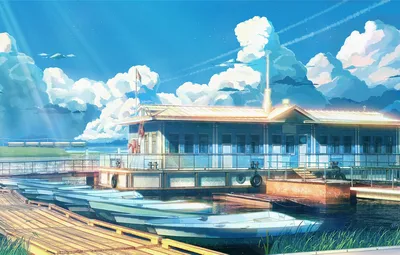 Обои море, пристань, лодки, everlasting summer, бесконечное лето,  iichan-eroge картинки на рабочий стол, раздел прочее - скачать картинки