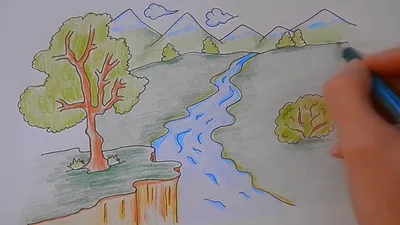 Как ПРОСТО нарисовать ПРИРОДУ ГОРНЫЙ ПЕЙЗАЖ, Рисуем Просто/735/How to draw  a MOUNTAIN LANDSCAPE - YouTube картинки