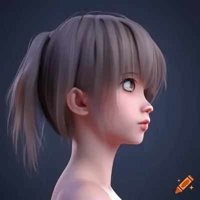 Anime character, detailed, 3d, realistic, side view, profile view, simple  colors on Craiyon картинки