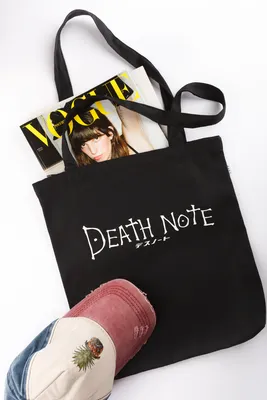 Сумка шоппер с аниме принтом надписью Тетрадь смерти Death Note, холщовая,  пляжная, на плечо женская, мужская, манга (anime) - купить с доставкой по  выгодным ценам в интернет-магазине OZON (279246714) картинки