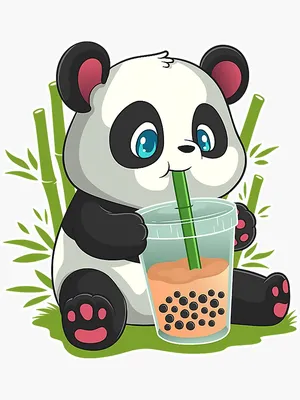 Cute Anime Panda Is Drinking Boba Bubble Tea l Funny Kawaii Digital Art by  Kirkg Monro - Pixels картинки