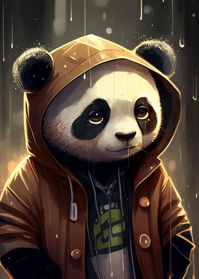 Poster for Sale mit \"Hipster-niedlicher Anime-Panda-Bär in einem Hoodie\"  von CybRunner | Redbubble картинки