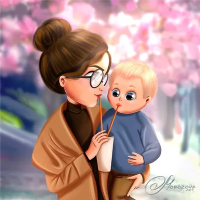 Instant Download Printable Mother and Son ,fashion Love Illustration,  Printable Png Clip Art. - Etsy | Mother daughter art, Digital portrait  illustration, Baby art картинки