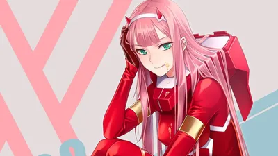 Обои на рабочий стол Zero Two / Зеро Ту из аниме Darling in the FranXX /  Милый во Франксе, обои для рабочего стола, скачать обои, обои бесплатно картинки