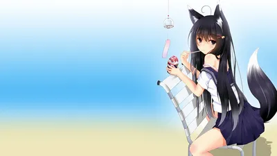 Photos fox girls Anime 1366x768 картинки