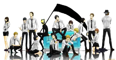 Обои Аниме Durarara!!, обои для рабочего стола, фотографии аниме,  dyurarara, персонажи, дюрарара, много, коса, шинра, селти, изая, шизуо Обои  для рабочего стола, скачать обои картинки заставки на рабочий стол. картинки