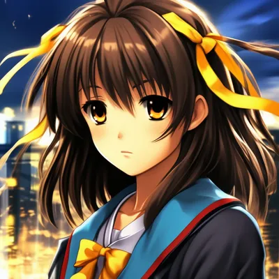 Обои на рабочий стол Харухи из аниме Меланхолия Харухи Судзумии / The  Melancholy of Haruhi Suzumiya приложила руку ко лбу козырьком, обои для  рабочего стола, скачать обои, обои бесплатно картинки