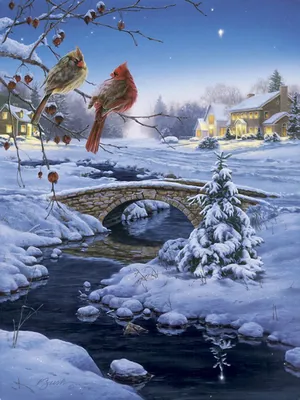 Картинки для декупажа. Christmas. Часть 15 | Paysage hiver, Paysage de  neige en peinture, Peinture hiver картинки