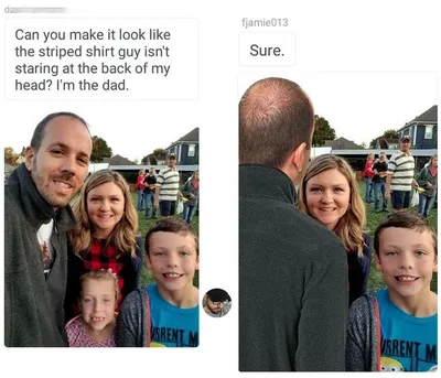 Фотошопер мастерски троллит людей, попросивших его подправить их фотографии картинки